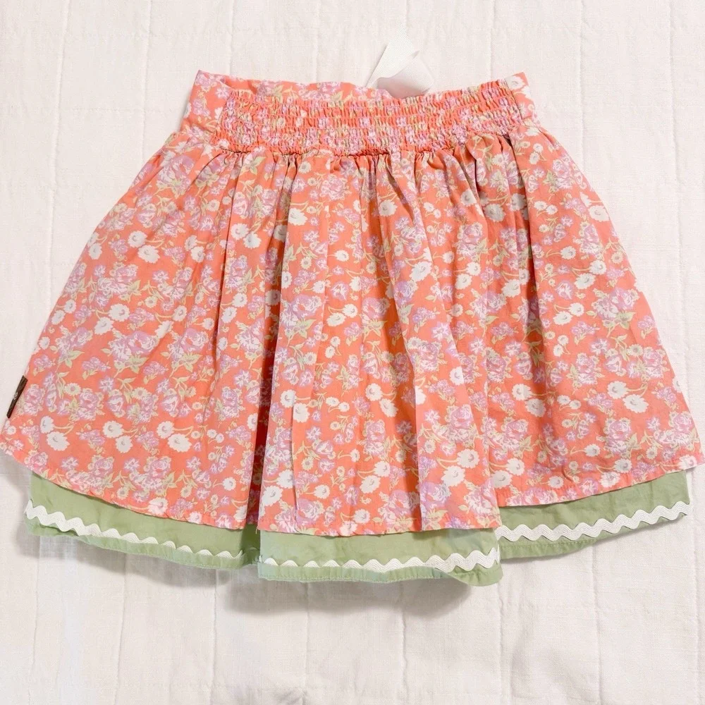 Matilda Jane Girls Valencia Skirt Orange Floral Hello‎ Lovely Size 8